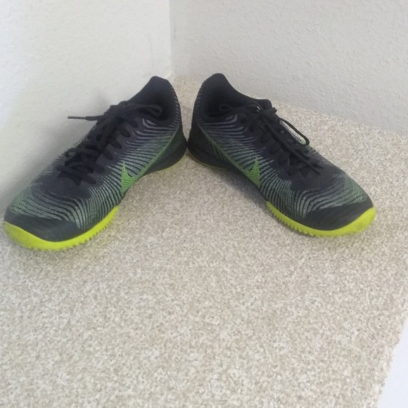 black and lime green shoes